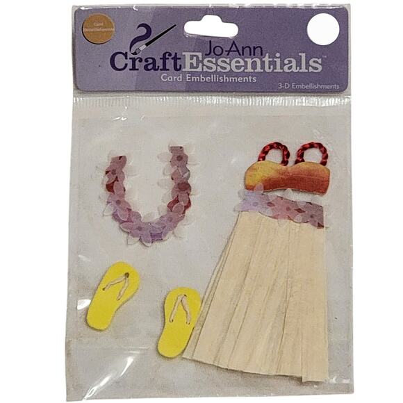 VTG 2000s JoAnn Craft Essentials Luau Hawaiian Hula Embellishments Scrapbooking - Picture 1 of 4